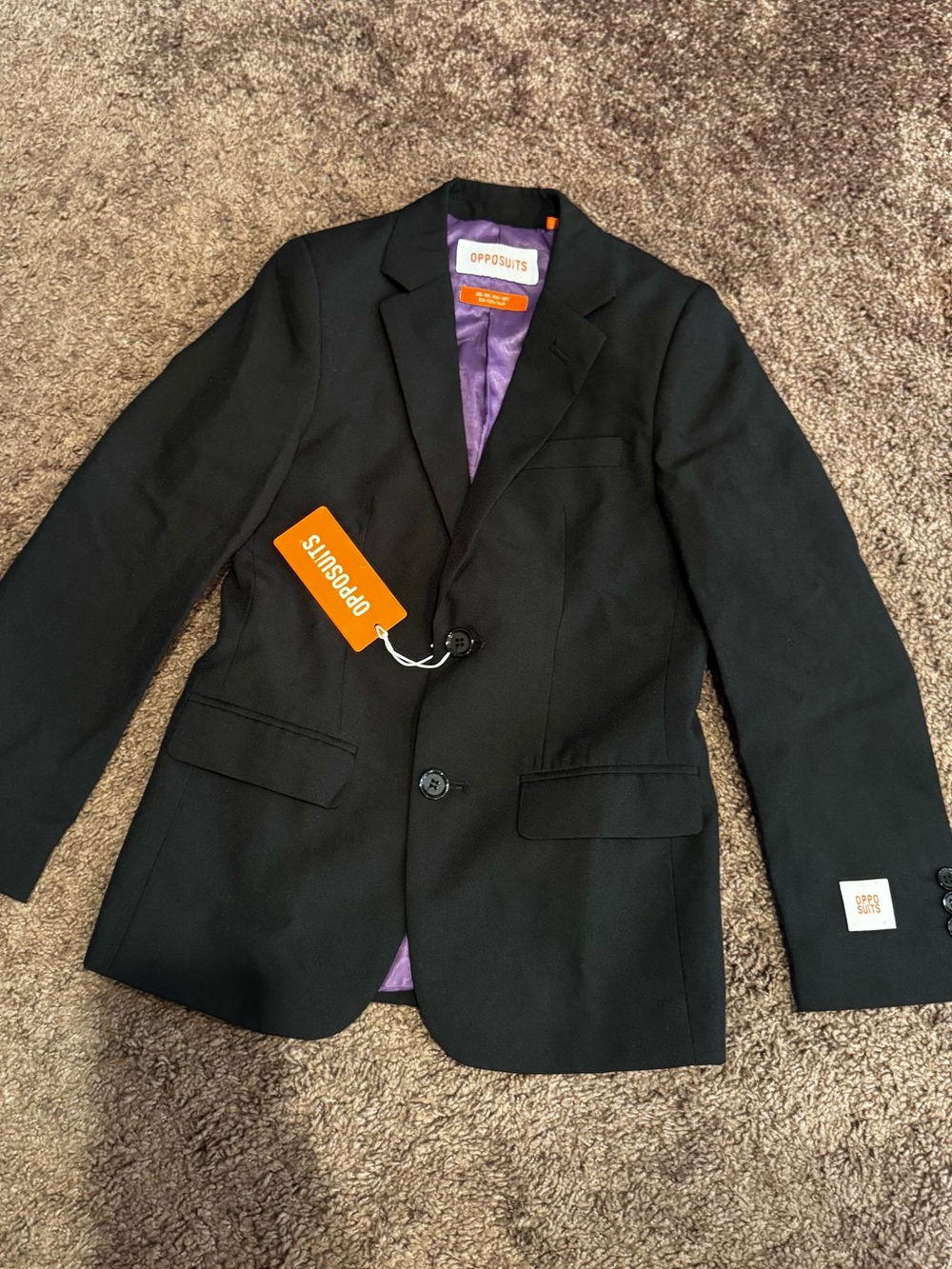 OppoSuits Black Blazer with Purple Lining